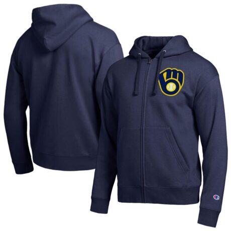 Milwaukee Brewers Champion All-Star Full-Zip Hoodie - Navy - Front View