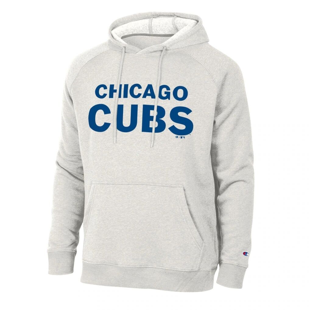 Chicago Cubs Champion Triumph Tri-Blend Raglan Hoodie - Heathered Core Ultra Light Grey