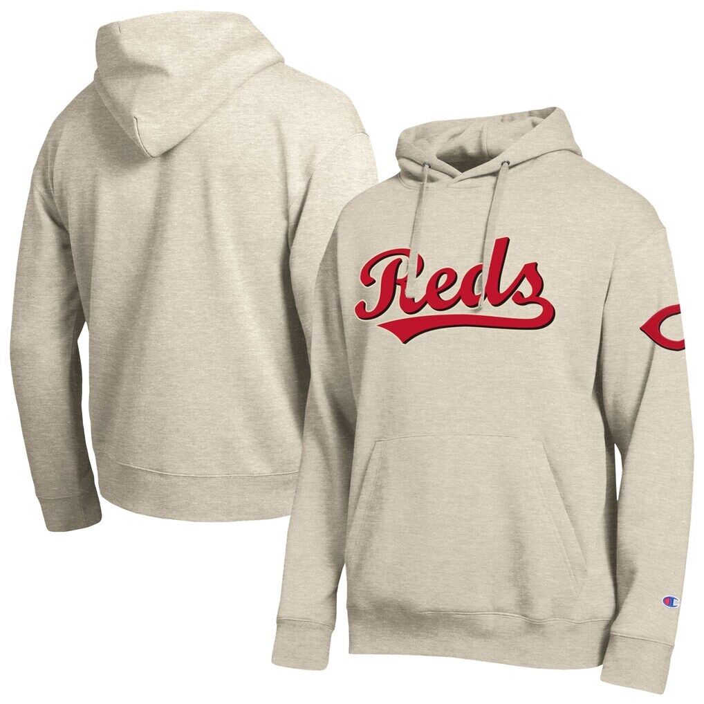 Cincinnati Reds Champion All Star Chenille Patch Hoodie - Oatmeal