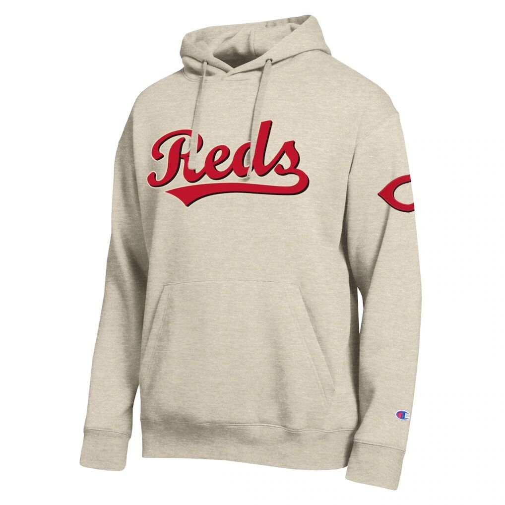 Cincinnati Reds Champion All Star Chenille Patch Hoodie - Oatmeal