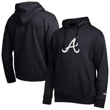 Atlanta Braves Champion All Star Embroidered Logo Hoodie - Black - Front View