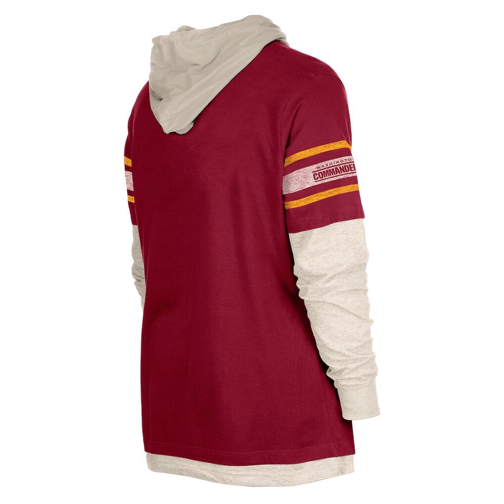 Washington Commanders New Era Twofer Layered Long Sleeve Hoodie T-Shirt - Burgundy