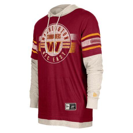 Washington Commanders New Era Twofer Layered Long Sleeve Hoodie T-Shirt - - Detail View