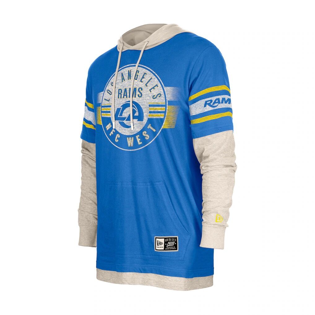 Los Angeles Rams New Era Twofer Layered Long Sleeve Hoodie T-Shirt - Royal