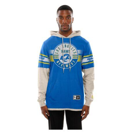 Los Angeles Rams New Era Twofer Layered Long Sleeve Hoodie T-Shirt - - Front View