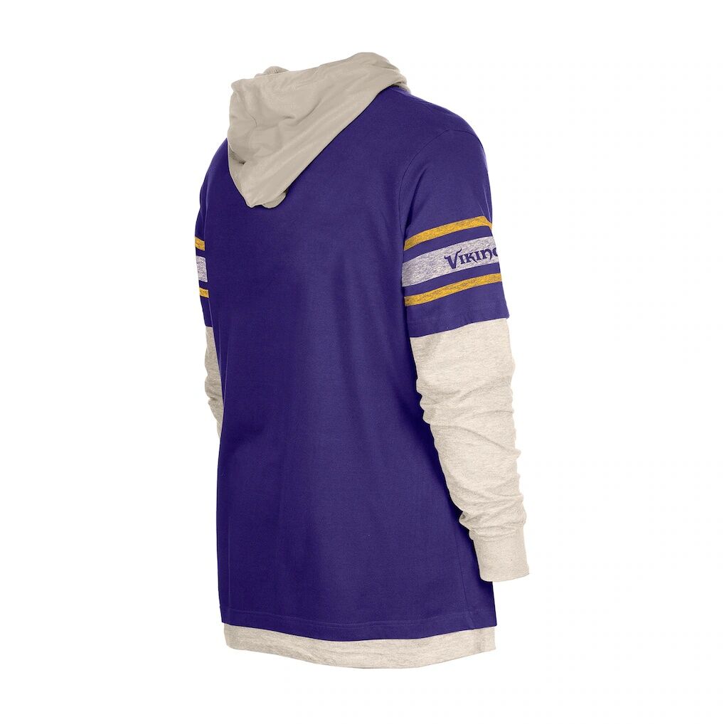 Minnesota Vikings New Era Twofer Layered Long Sleeve Hoodie T-Shirt