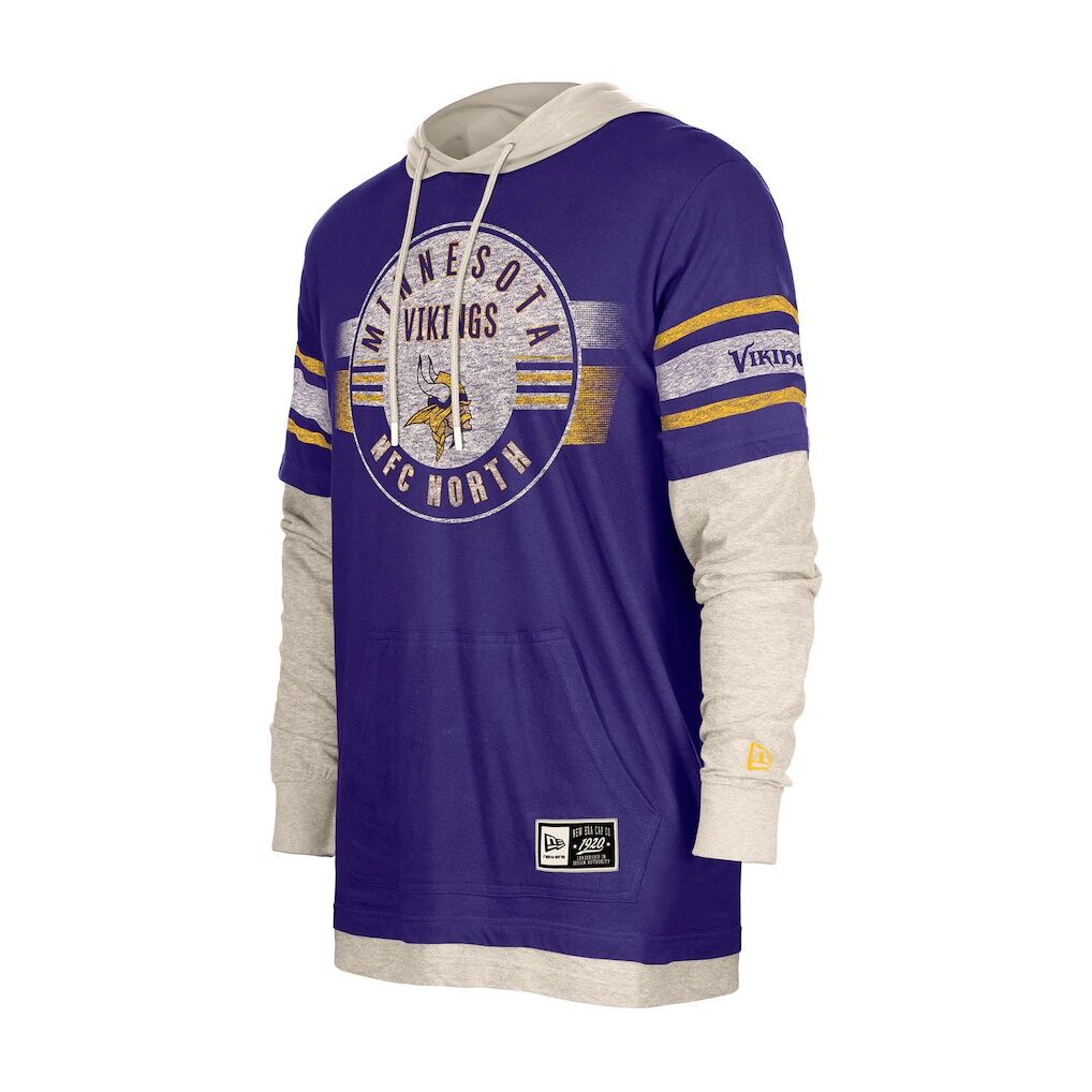 Minnesota Vikings New Era Twofer Layered Long Sleeve Hoodie T-Shirt