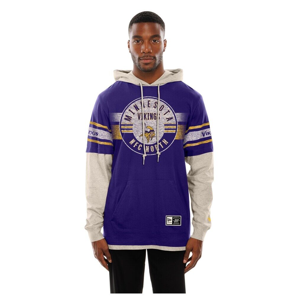 Minnesota Vikings New Era Twofer Layered Long Sleeve Hoodie T-Shirt