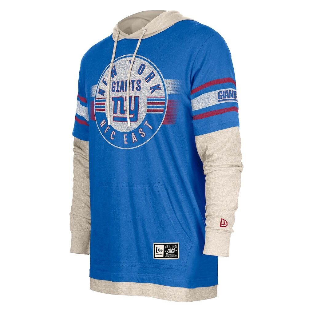 New York Giants New Era Twofer Layered Long Sleeve Hoodie T-Shirt - Royal
