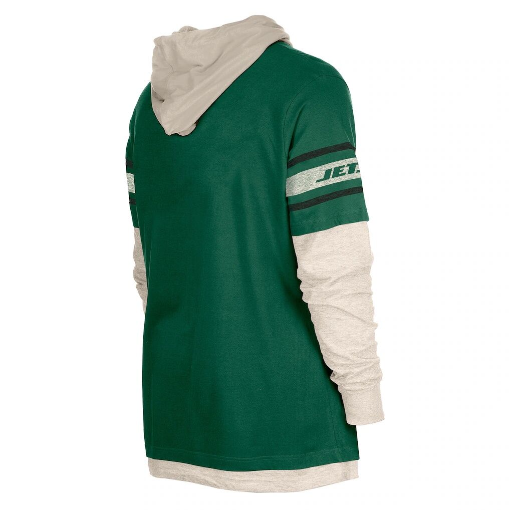 New York Jets New Era Twofer Layered Long Sleeve Hoodie T-Shirt