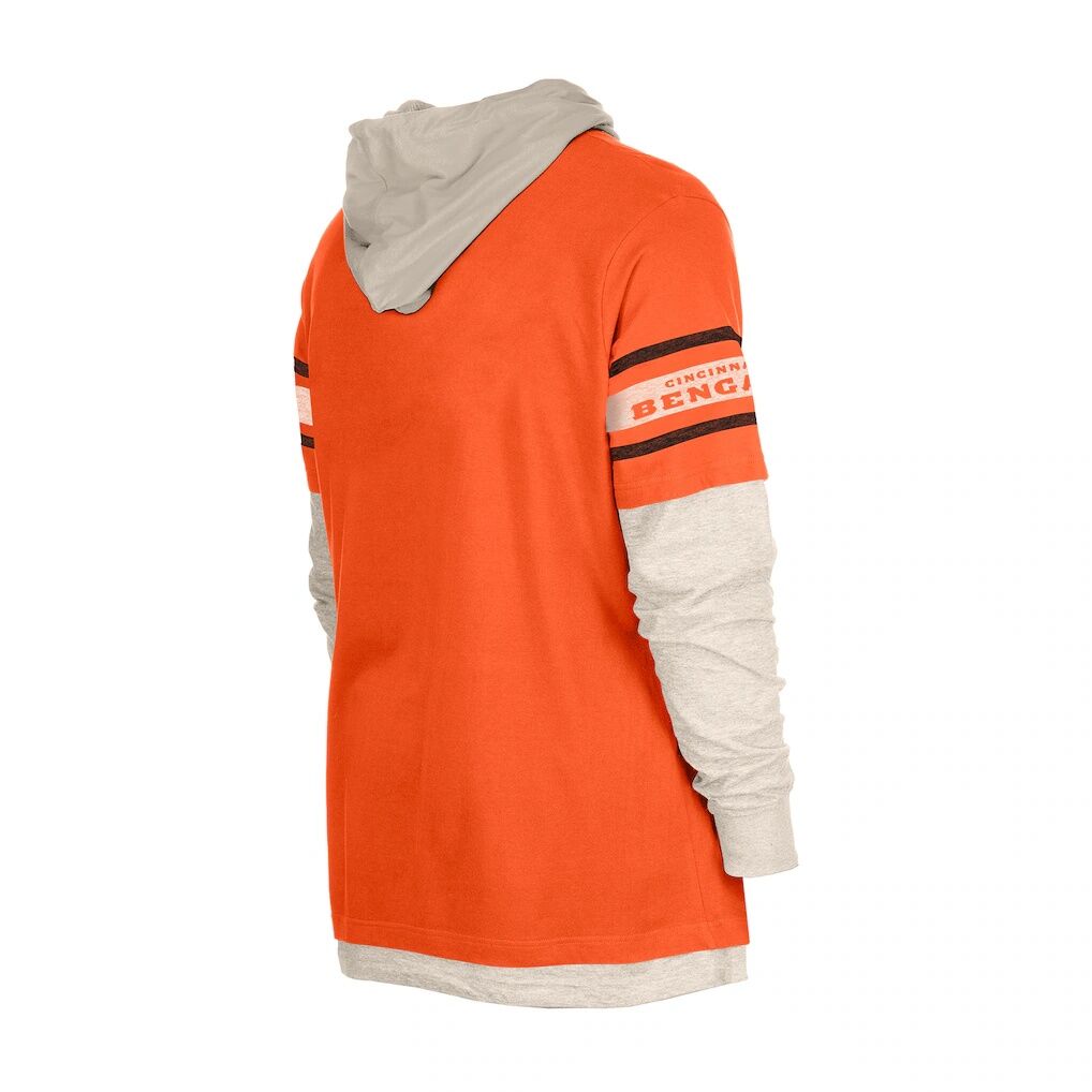 Cincinnati Bengals New Era Twofer Layered Long Sleeve Hoodie T-Shirt