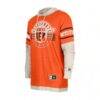 Cincinnati Bengals New Era Twofer Layered Long Sleeve Hoodie T-Shirt - Orange - Detail View