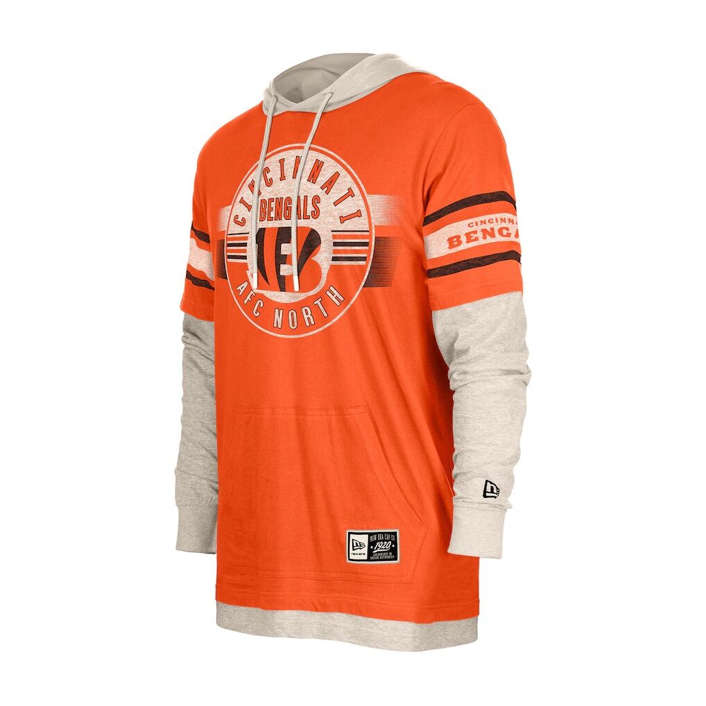 Cincinnati Bengals New Era Twofer Layered Long Sleeve Hoodie T-Shirt