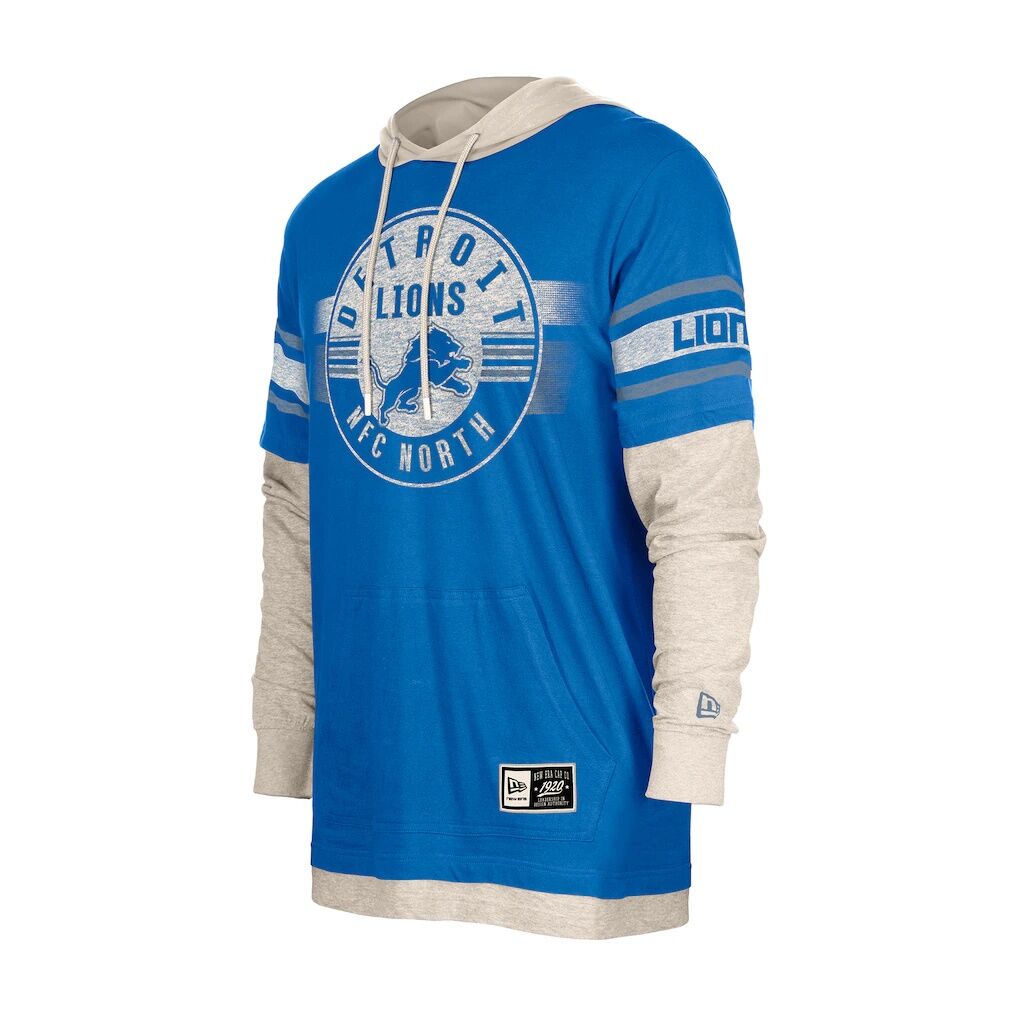 Detroit Lions New Era Twofer Layered Long Sleeve Hoodie T-Shirt