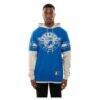 Detroit Lions New Era Twofer Layered Long Sleeve Hoodie T-Shirt - Blue - Front View