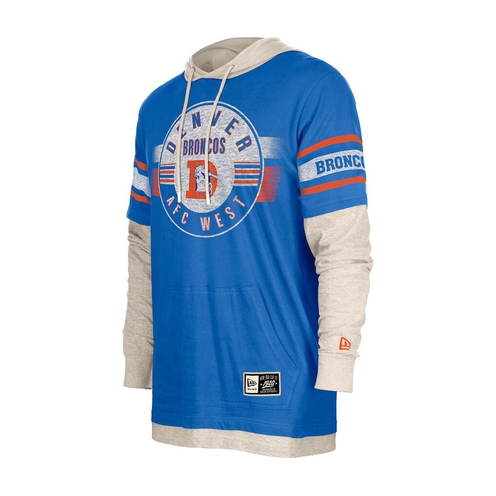 Denver Broncos New Era Twofer Layered Long Sleeve Hoodie T-Shirt - Royal