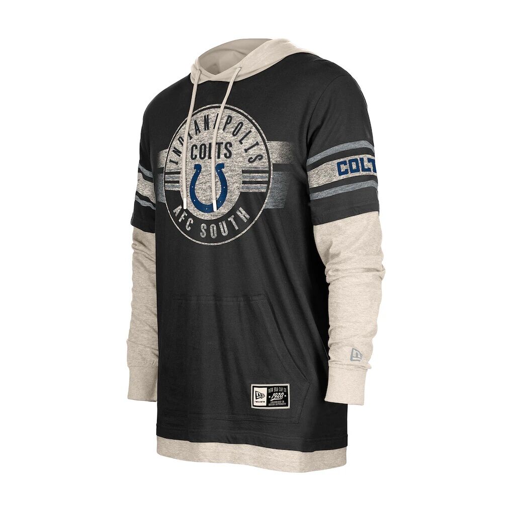 Indianapolis Colts New Era Twofer Layered Long Sleeve Hoodie T-Shirt