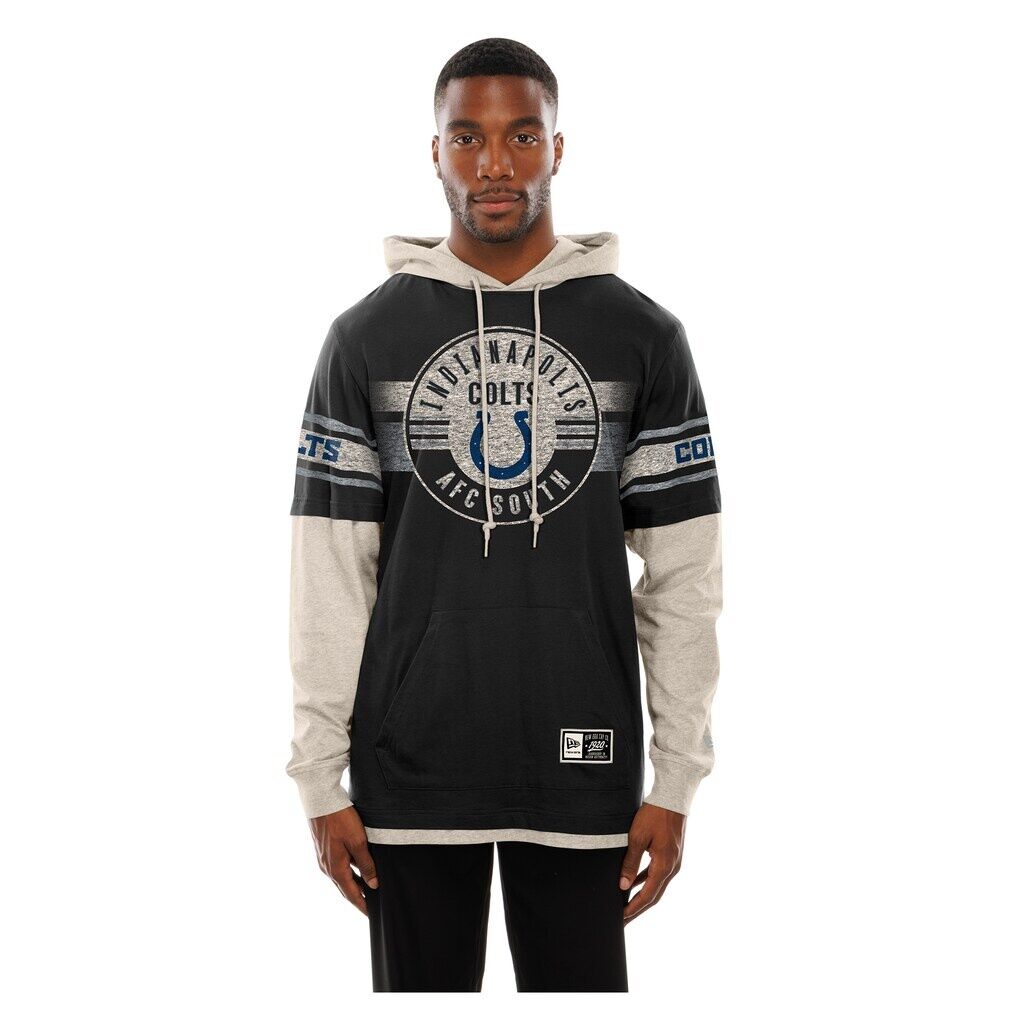 Indianapolis Colts New Era Twofer Layered Long Sleeve Hoodie T-Shirt
