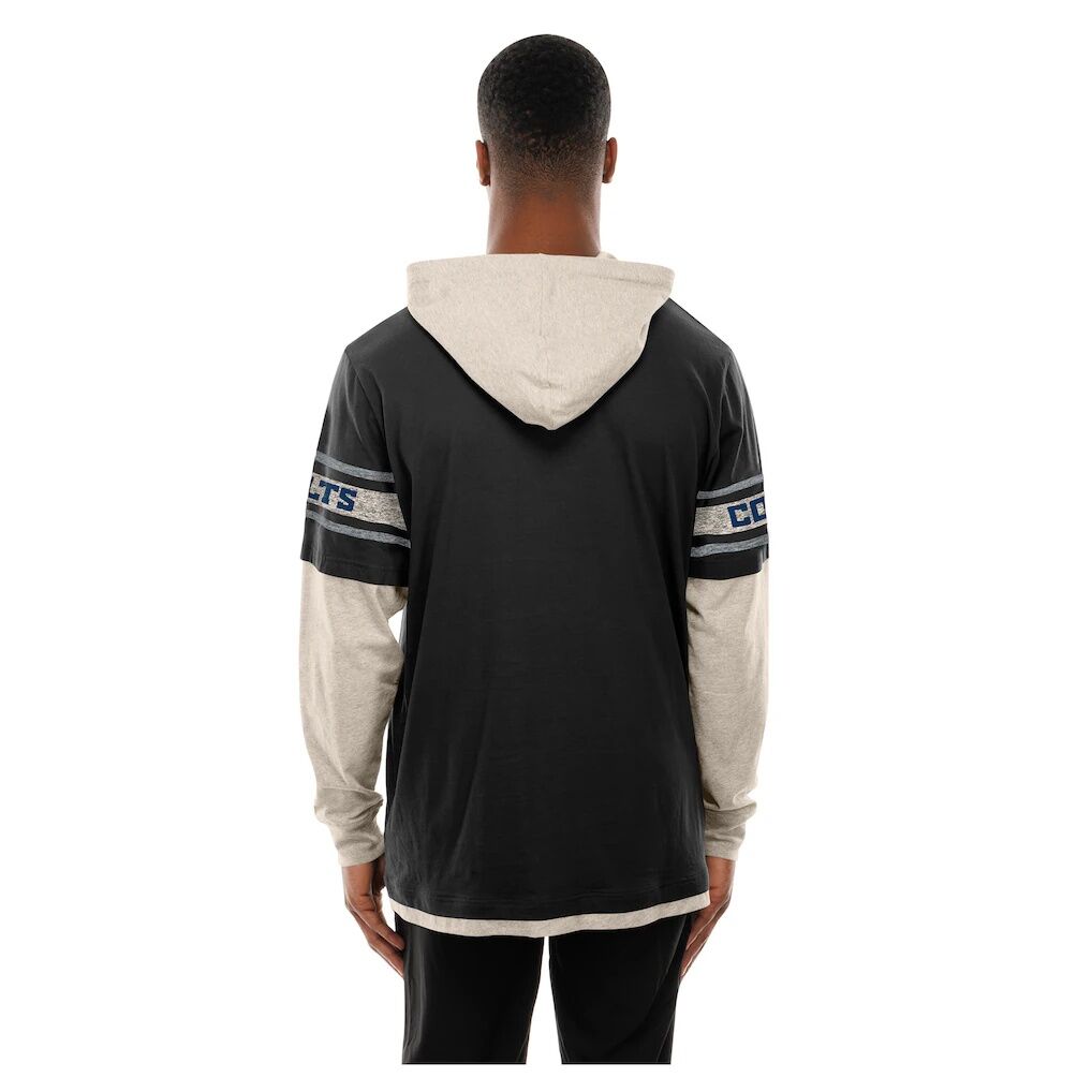 Indianapolis Colts New Era Twofer Layered Long Sleeve Hoodie T-Shirt