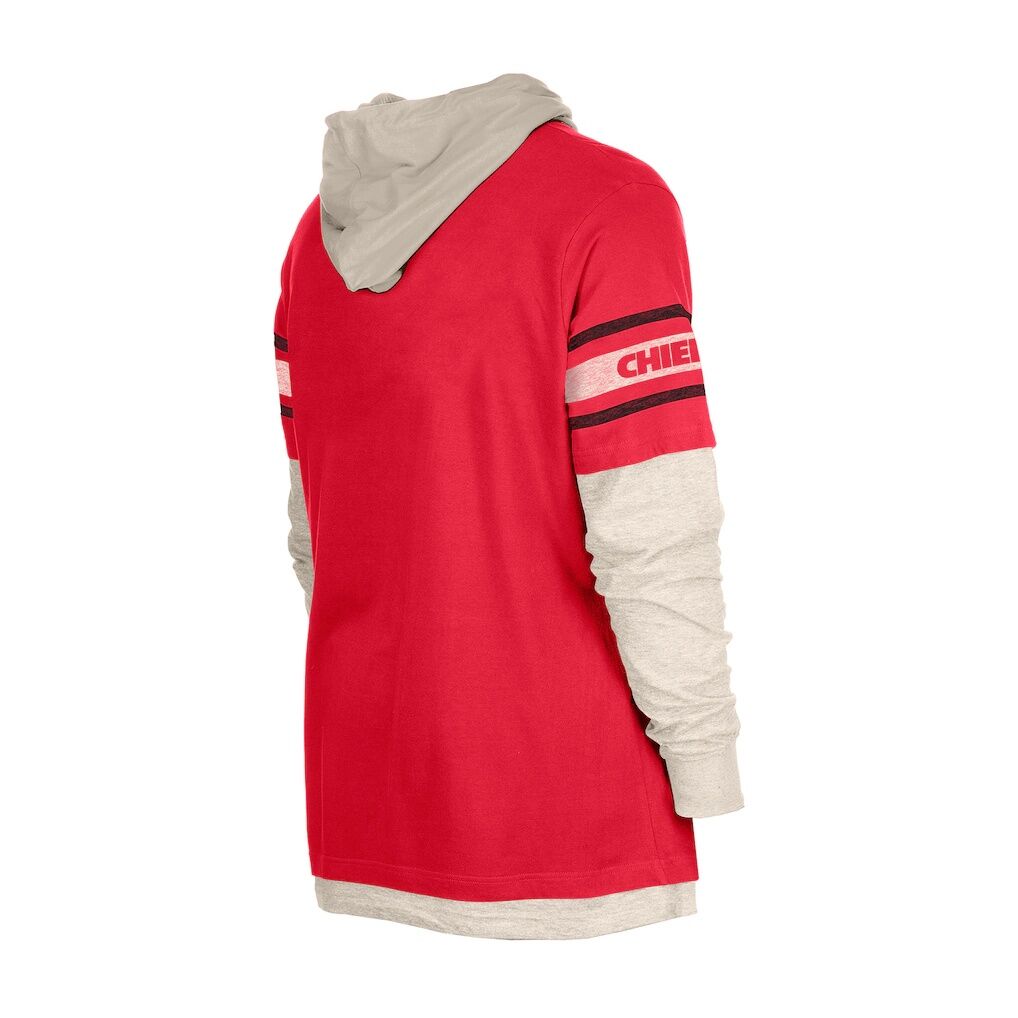 Kansas City Chiefs New Era Twofer Layered Long Sleeve Hoodie T-Shirt