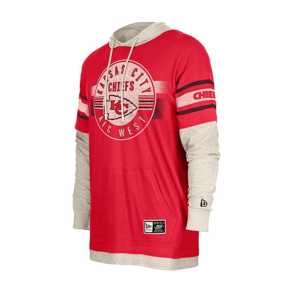 Kansas City Chiefs New Era Twofer Layered Long Sleeve Hoodie T-Shirt