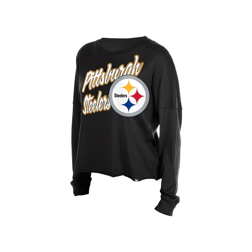 Pittsburgh Steelers New Era Women's Cropped Oversized Long Sleeve T-Shirt