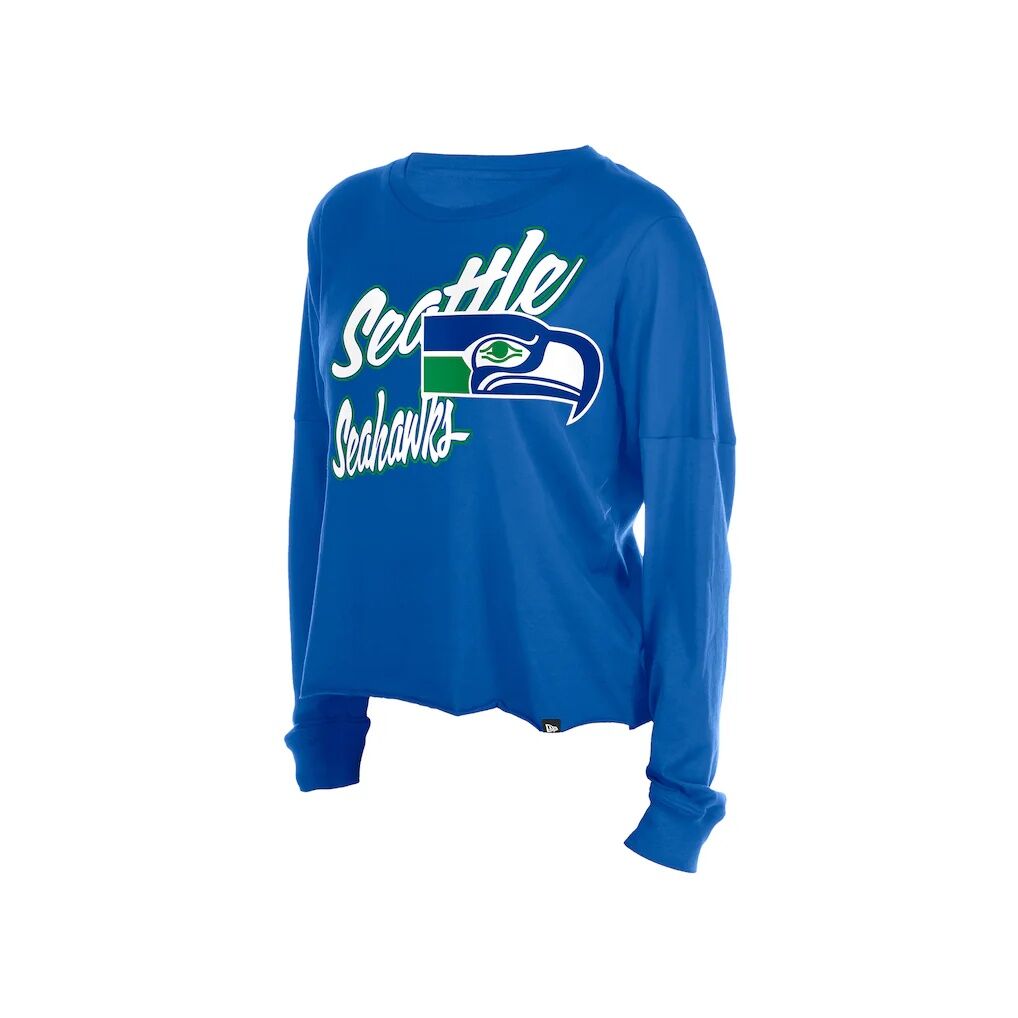 Seattle Seahawks New Era Women's Cropped Oversized Long Sleeve T-Shirt