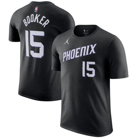 Devin Booker Phoenix Suns Jordan Brand Name & Number T-Shirt - Black - Front View