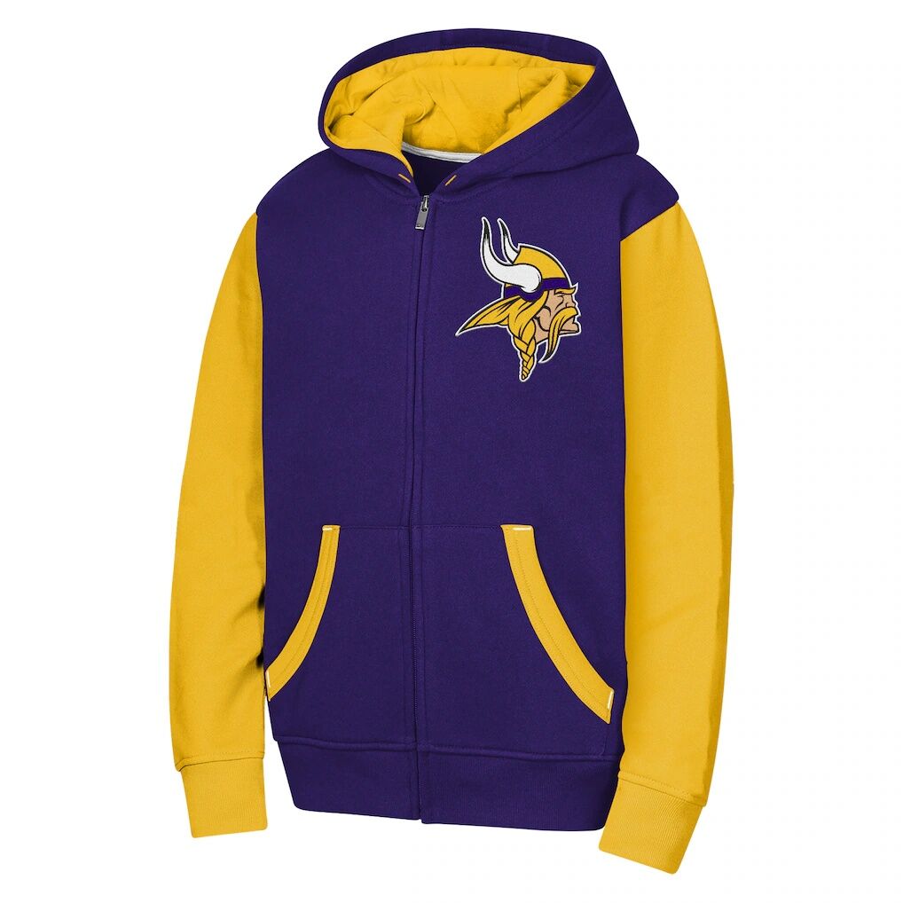 Minnesota Vikings Outerstuff Youth Stadium Colorblock Full-Zip Hoodie