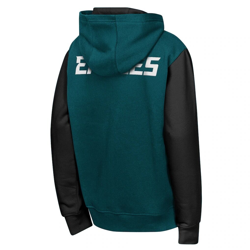Philadelphia Eagles Outerstuff Youth Stadium Colorblock Full-Zip Hoodie - Midnight Green