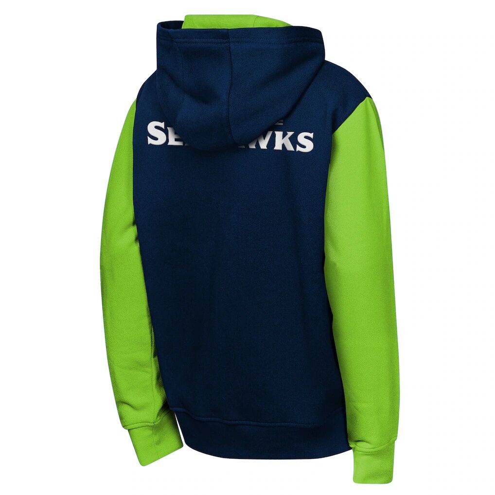 Seattle Seahawks Outerstuff Youth Stadium Colorblock Full-Zip Hoodie