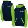 Seattle Seahawks Outerstuff Youth Stadium Colorblock Full-Zip Hoodie - Navy - Front View