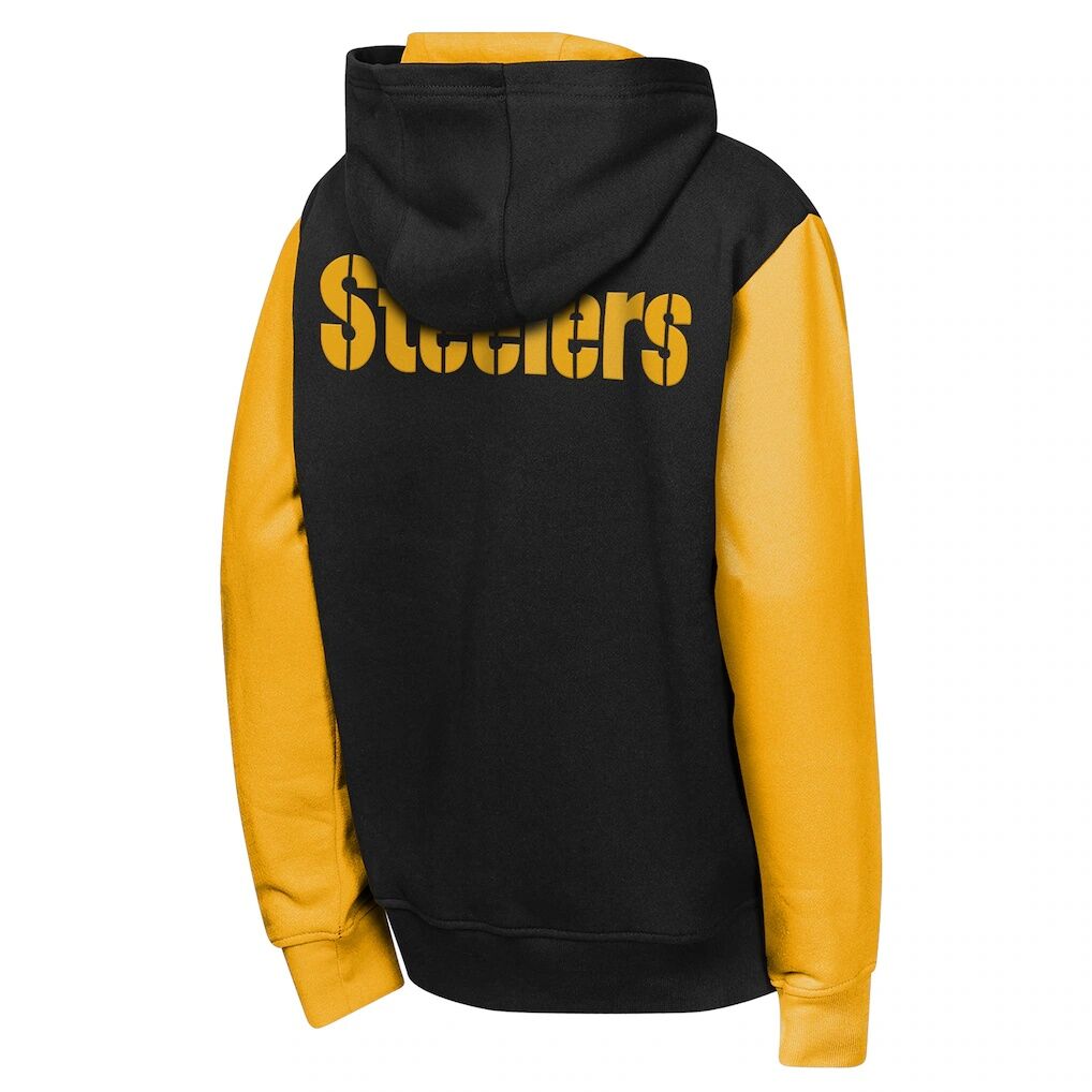Pittsburgh Steelers Outerstuff Youth Stadium Colorblock Full-Zip Hoodie