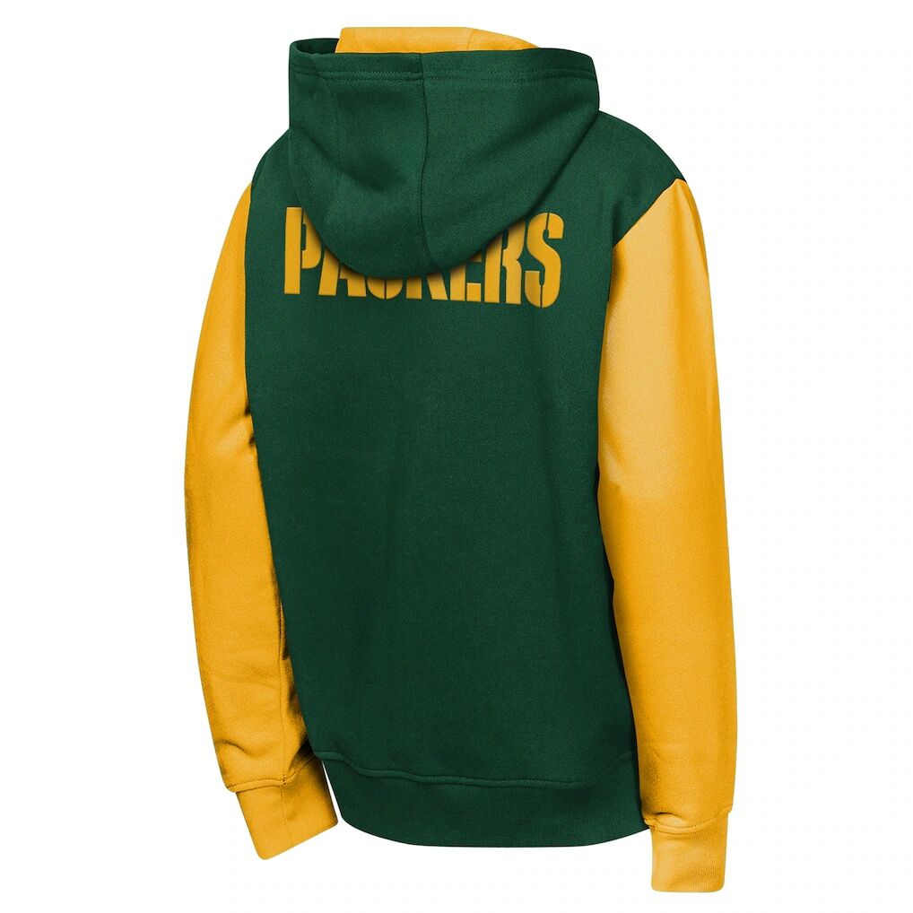 Green Bay Packers Outerstuff Youth Stadium Colorblock Full-Zip Hoodie