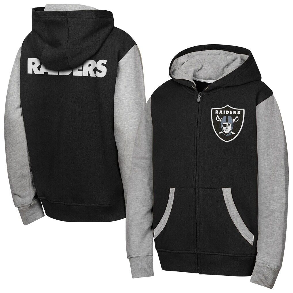 Las Vegas Raiders Outerstuff Youth Stadium Colorblock Full-Zip Hoodie