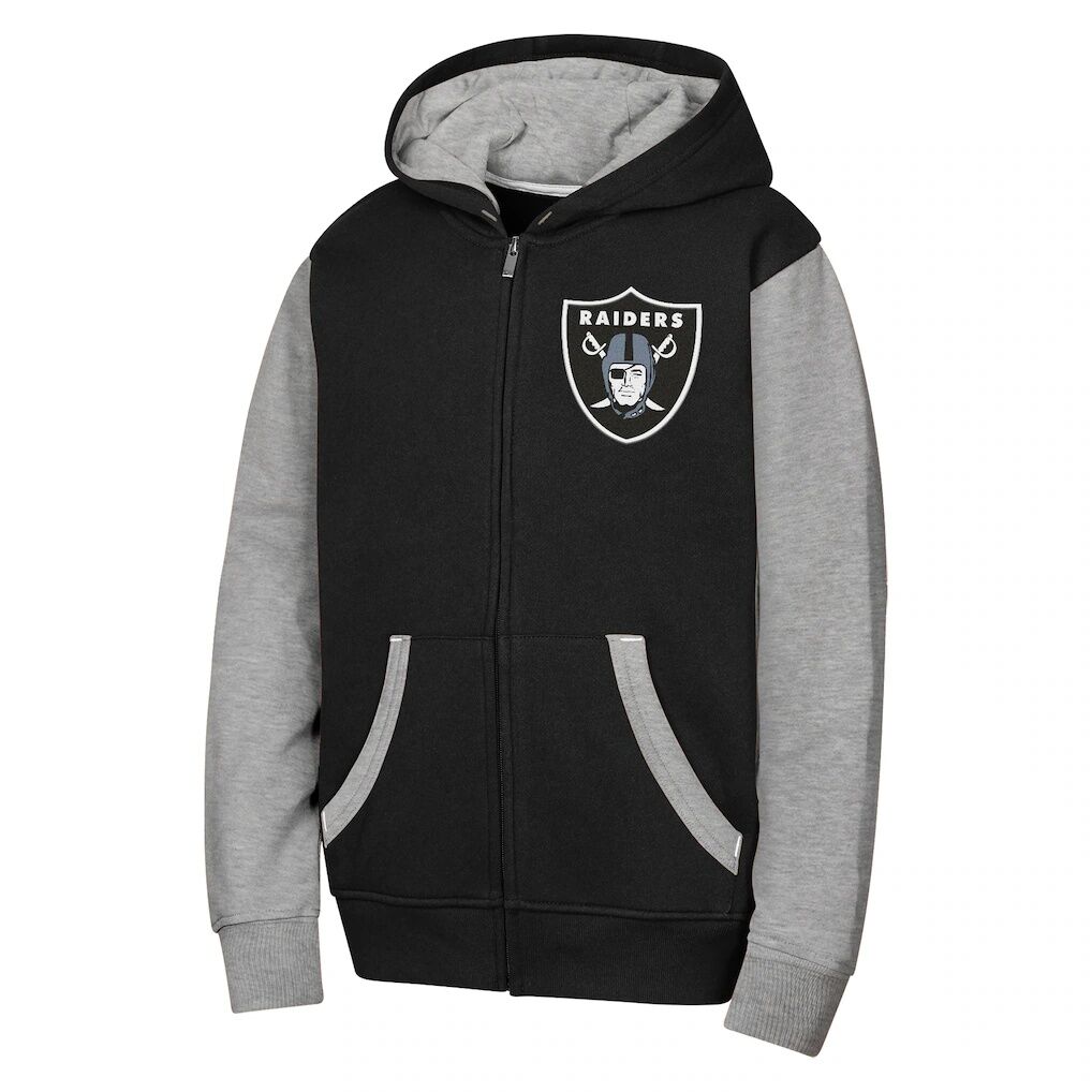 Las Vegas Raiders Outerstuff Youth Stadium Colorblock Full-Zip Hoodie