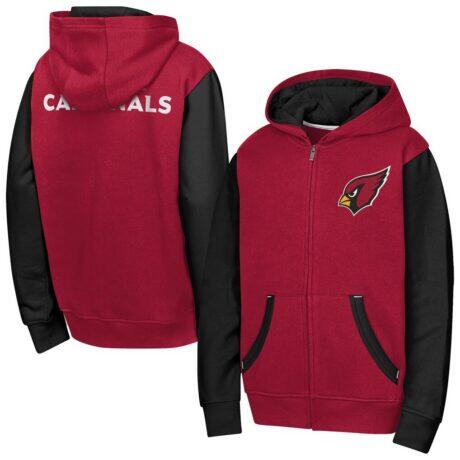 Arizona Cardinals Outerstuff Youth Stadium Colorblock Full-Zip Hoodie - Red - Front View