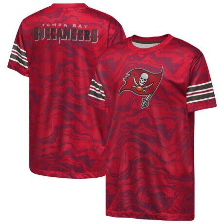 Tampa Bay Buccaneers Outerstuff Youth Slant Route Performance T-Shirt - Red - Front View
