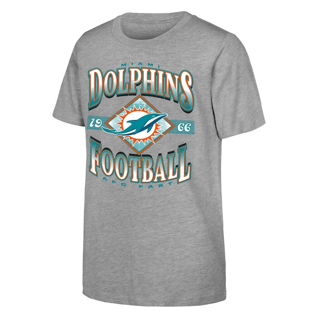 Miami Dolphins Outerstuff Youth NFL Of Days Past T-Shirt - Heather Gray