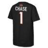 Ja'Marr Chase Cincinnati Bengals Outerstuff Youth Name & Number T-Shirt - Black - Detail View