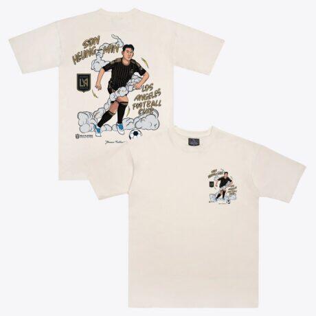 Son Heung-Min LAFC Peace Collective Player Graphic Premium T-Shirt - Cream - Front View