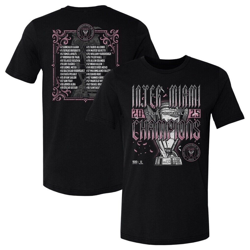 Inter Miami CF 500 Level 2025 MLS Cup Champions Roster T-Shirt