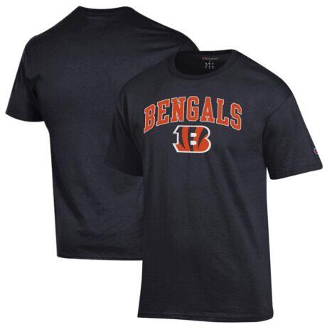Cincinnati Bengals Champion Arch Over Logo T-Shirt - Black - Front View