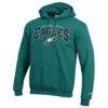 Philadelphia Eagles Champion Powerblend Arch over Logo Hoodie - Midnight Green - Side View