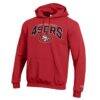San Francisco 49ers Champion Powerblend Arch over Logo Hoodie - Scarlet - Side View