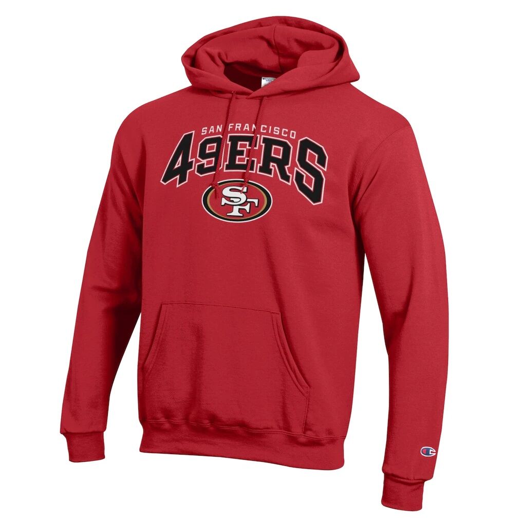 San Francisco 49ers Champion Powerblend Arch over Logo Hoodie - Scarlet