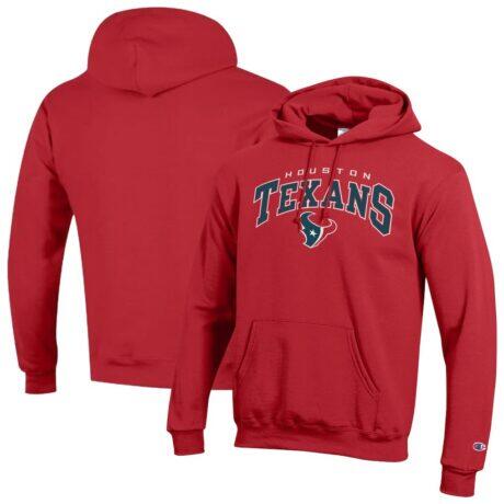 Houston Texans Champion Powerblend Arch over Logo Hoodie - Red - Front View