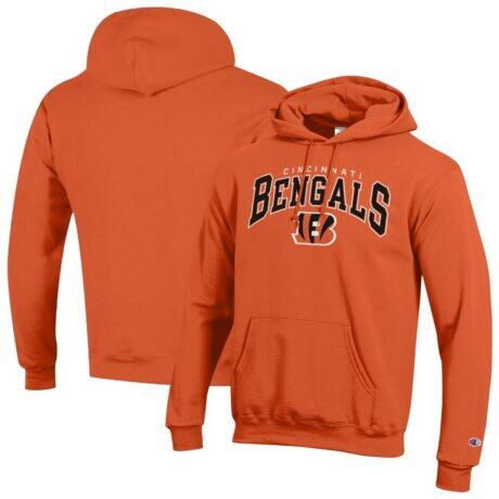 Cincinnati Bengals Champion Powerblend Arch over Logo Hoodie - Orange - Front View