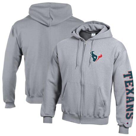 Houston Texans Champion Powerblend Fleece Full-Zip Hoodie - - Front View