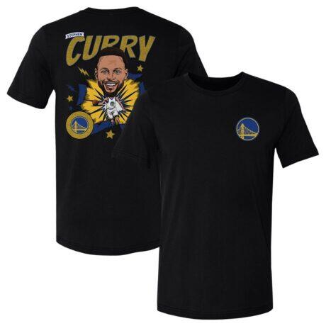 Stephen Curry Golden State Warriors 500 Level Caricature T-Shirt - Black - Front View